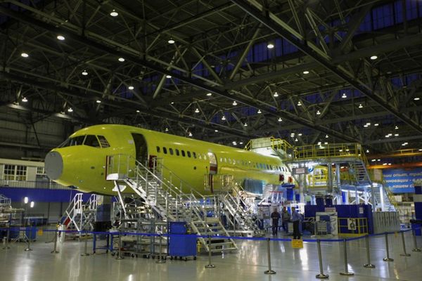 An MC-21 on the assembly line at Irkut Corporation's plant in Irkutsk, Russia. - Sputnik International