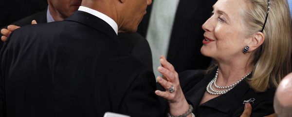 Former Secretary of State Hillary Rodham Clinton greets President Barack Obama after he delivered his State of the Union address on Capitol Hill in Washington. Former Secretary of State Hillary Rodham Clinton greets President Barack Obama after he delivered his State of the Union address on Capitol Hill in Washington. - Sputnik International