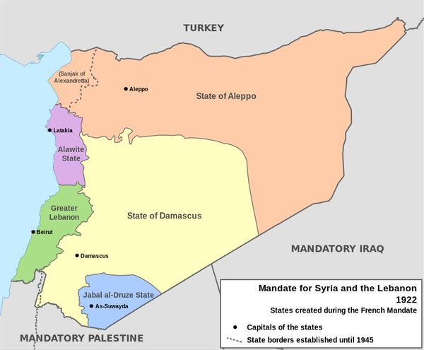 Map showing the states of the French Mandate from 1921–22 - Sputnik International