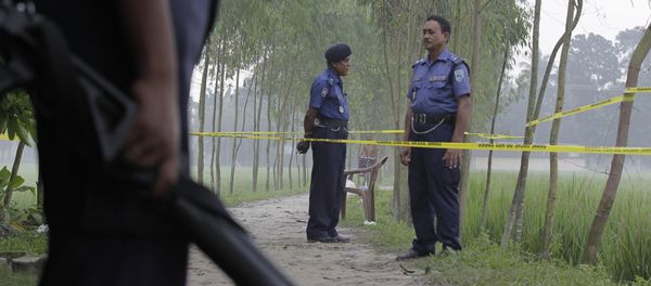 In this Oct. 4, 2015 file photo, Bangladeshi security officers stand by the site where Japanese citizen Kunio Hoshi was killed at Mahiganj village in Rangpur district, 300 kilometers (185 miles) north of Dhaka, Bangladesh In this Oct. 4, 2015 file photo, Bangladeshi security officers stand by the site where Japanese citizen Kunio Hoshi was killed at Mahiganj village in Rangpur district, 300 kilometers (185 miles) north of Dhaka, Bangladesh - Sputnik International