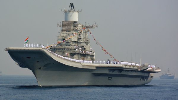 Indian Navy personnel stand on the INS Vikramaditya, a modified Kiev-class aircraft carrier, during the International Fleet Review in Visakhapatnam on February 6, 2016 Indian Navy personnel stand on the INS Vikramaditya, a modified Kiev-class aircraft carrier, during the International Fleet Review in Visakhapatnam on February 6, 2016 - Sputnik International