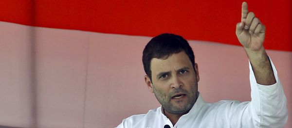 India's Congress party vice president Rahul Gandhi gestures during an address at a farmers' rally at Ramlila ground in New Delhi. (File) India's Congress party vice president Rahul Gandhi gestures during an address at a farmers' rally at Ramlila ground in New Delhi. (File) - Sputnik International