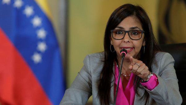 Venezuela's Foreign Minister Delcy Rodriguez gestures as she talks to the media during a news conference in Caracas, Venezuela June 1, 2016. Venezuela's Foreign Minister Delcy Rodriguez gestures as she talks to the media during a news conference in Caracas, Venezuela June 1, 2016. - Sputnik International