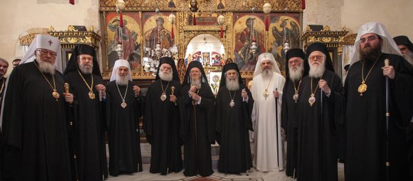 In this Friday, June 17, 2016 photo released by Holy and Great Council, leaders of ten Orthodox churches pose for a family picture at the Orthodox Academy of the Greek island of Crete - Sputnik International