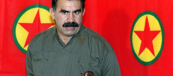A file photo taken 28 September 1993 shows Kurdish rebel chief Abdullah Ocalan giving a press conference in Masnaa on the Lebanon-Syria border - Sputnik International