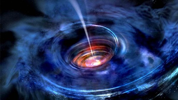 In this artist's rendering, a thick accretion disk has formed around a supermassive black hole following the tidal disruption of a star that wandered too close. In this artist's rendering, a thick accretion disk has formed around a supermassive black hole following the tidal disruption of a star that wandered too close. - Sputnik International