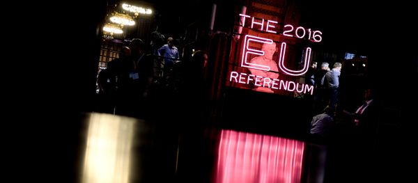 A neon sign at Manchester town hall where the results of the Brexit referendum were announced. - Sputnik International