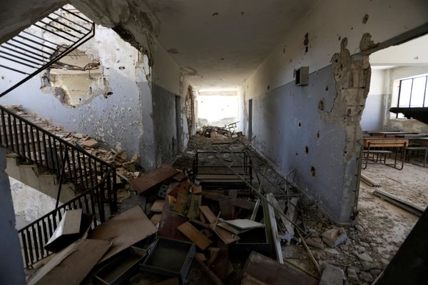 Damage is seen inside 'Syria, The Hope' school on the outskirts of the rebel-controlled area of Maaret al-Numan town, in Idlib province, Syria June 1, 2016 - Sputnik International