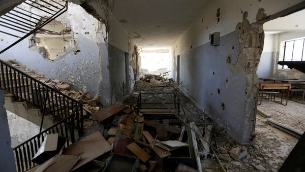 Damage is seen inside 'Syria, The Hope' school on the outskirts of the rebel-controlled area of Maaret al-Numan town, in Idlib province, Syria June 1, 2016 Damage is seen inside 'Syria, The Hope' school on the outskirts of the rebel-controlled area of Maaret al-Numan town, in Idlib province, Syria June 1, 2016 - Sputnik International