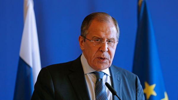 Russian Foreign Minister Sergei Lavrov attends a news conference with French Foreign Minister Jean-Marc Ayrault (not seen) following their meeting at the Quai D'Orsay in Paris, France, June 29, 2016. Russian Foreign Minister Sergei Lavrov attends a news conference with French Foreign Minister Jean-Marc Ayrault (not seen) following their meeting at the Quai D'Orsay in Paris, France, June 29, 2016. - Sputnik International