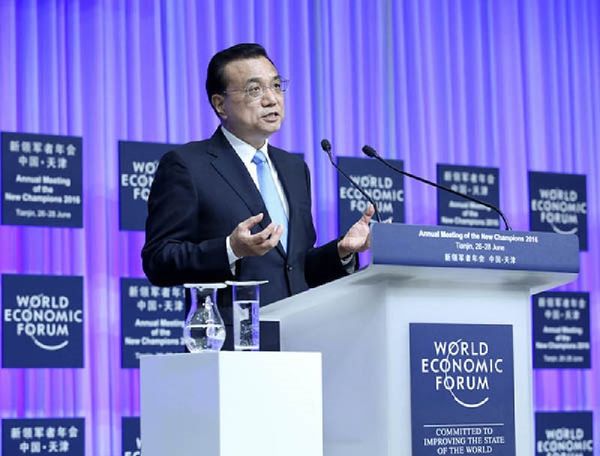 Premier Li Keqiang delivers a keynote speech at the opening of the annual Meeting of the New Champions in Tianjin Premier Li Keqiang delivers a keynote speech at the opening of the annual Meeting of the New Champions in Tianjin - Sputnik International
