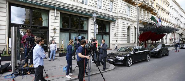 Members of the media gather outside a hotel where the International Association of Athletics Federations (IAAF) council holds a meeting in Vienna, Austria, June 17, 2016. Members of the media gather outside a hotel where the International Association of Athletics Federations (IAAF) council holds a meeting in Vienna, Austria, June 17, 2016. - Sputnik International