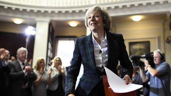 Britain's Home Secretary Theresa May attends a press conference in London, Britain Britain's Home Secretary Theresa May attends a press conference in London, Britain - Sputnik International