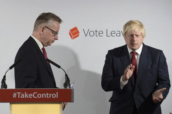 Britain's Justice Secretary Michael Gove (L) finishes speaking as Vote Leave campaign leader Boris Johnson applauds at the group's headquarters in London, Britain June 24, 2016. - Sputnik International