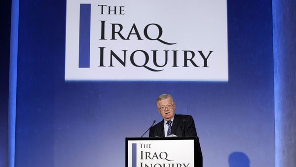 John Chilcot, the chairman of the Iraq Inquiry, outlines the terms of reference for the inquiry and explains the panel's approach to its work during a news conference to launch it at the QEII conference centre in London, Thursday, July 30, 2009. T John Chilcot, the chairman of the Iraq Inquiry, outlines the terms of reference for the inquiry and explains the panel's approach to its work during a news conference to launch it at the QEII conference centre in London, Thursday, July 30, 2009. T - Sputnik International