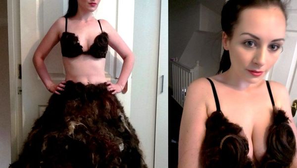 Dress made of human hair by designer Sarah Louise Bryan. - Sputnik International
