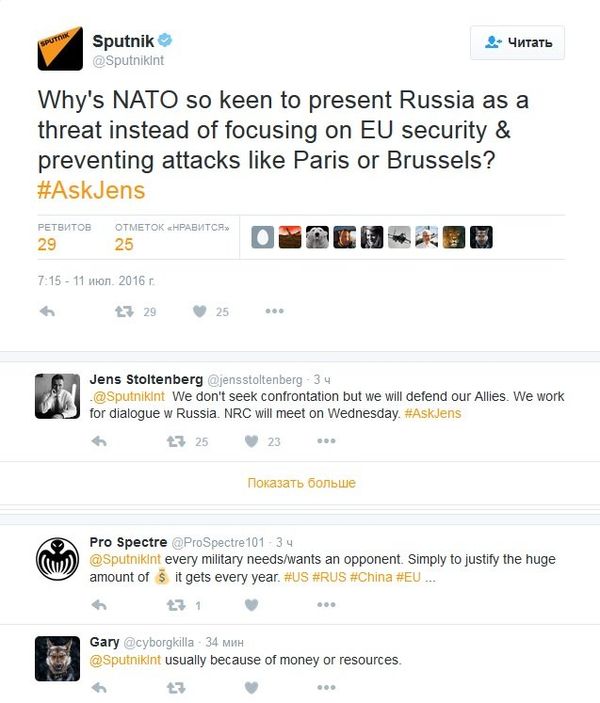 Jens Stoltenberg's conversation with Sputnik. - Sputnik International