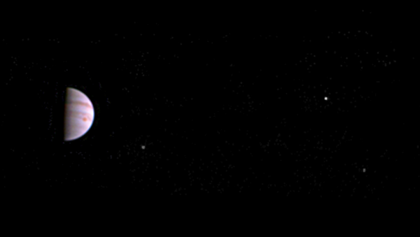 NASA's Juno Jupiter probe captured this image on July 10, 2016, less than a week after entering orbit around the giant planet. NASA's Juno Jupiter probe captured this image on July 10, 2016, less than a week after entering orbit around the giant planet. - Sputnik International