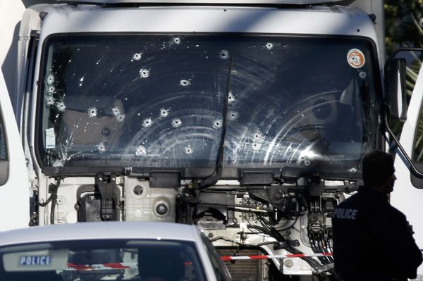 Bullet imacts are seen on the heavy truck the day after it ran into a crowd at high speed killing scores celebrating the Bastille Day July 14 national holiday on the Promenade des Anglais in Nice, France, July 15, 2016. Bullet imacts are seen on the heavy truck the day after it ran into a crowd at high speed killing scores celebrating the Bastille Day July 14 national holiday on the Promenade des Anglais in Nice, France, July 15, 2016. - Sputnik International