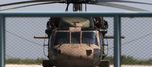 A photo taken on July 16, 2016 shows a Turkish military helicopter at Alexandroupolis airport, after landing there carrying eight officers seeking asylum after a coup bid in Turkey the night before. - Sputnik International