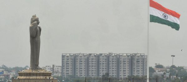 An Indian Tricolour flag flutters on an 83 metre (272.31 feet) flagpole in Hyderabad An Indian Tricolour flag flutters on an 83 metre (272.31 feet) flagpole in Hyderabad - Sputnik International