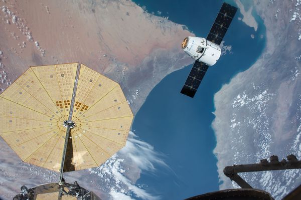 The SpaceX Dragon spacecraft nears the International Space Station during the CRS-8 mission to deliver experiments including two microbial investigations. The SpaceX Dragon spacecraft nears the International Space Station during the CRS-8 mission to deliver experiments including two microbial investigations. - Sputnik International