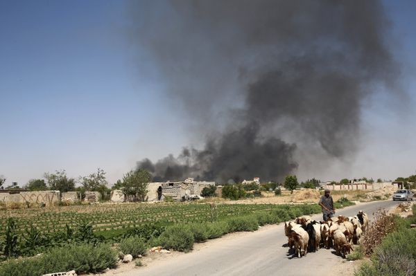 A young Syrian shepherd leads his flock on June 14, 2016 as smoke billows from a farm following a reported airstrike in Sheifuniya, near the rebel-held town of Douma, east of the capital Damascus A young Syrian shepherd leads his flock on June 14, 2016 as smoke billows from a farm following a reported airstrike in Sheifuniya, near the rebel-held town of Douma, east of the capital Damascus - Sputnik International