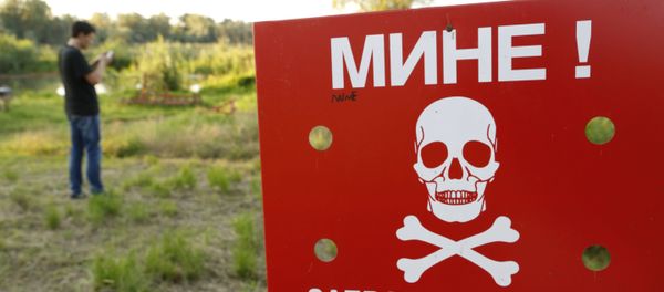 A Bosnian man plays the Pokemon game on his phone as he stands near a sign warning of a Minefield, near the Bosnian town of Brcko, on Tuesday, July 19, 2016 A Bosnian man plays the Pokemon game on his phone as he stands near a sign warning of a Minefield, near the Bosnian town of Brcko, on Tuesday, July 19, 2016 - Sputnik International