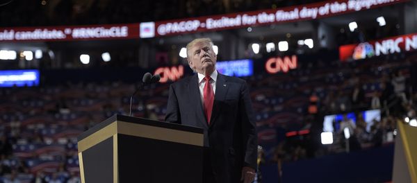Republican presidential candidate Donald Trump looks on during the Republican National Convention on July 21, 2016, in Cleveland, Ohio - Sputnik International