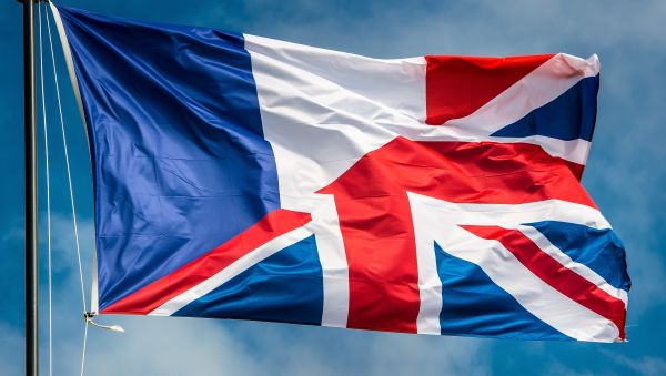 An amalgamation of the French and United Kingdom flag An amalgamation of the French and United Kingdom flag - Sputnik International