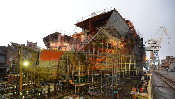 The Arktika ice-breaker seen in the Baltiysky Zavod shipyard, St.Petersburg. The Arktika ice-breaker seen in the Baltiysky Zavod shipyard, St.Petersburg. - Sputnik International