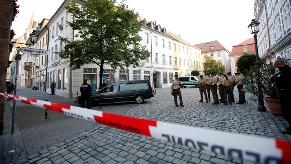 A hearse leaves the area after an explosion in Ansbach near Nuremberg, Germany, July 25, 2016. A hearse leaves the area after an explosion in Ansbach near Nuremberg, Germany, July 25, 2016. - Sputnik International