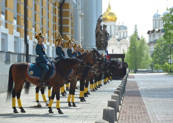 Mounted personnel of the Presidential Regiment at a presentation of a letter of commendation from the Supreme Commander-in-Chief of the Russian Armed Forces to the Kremlin Regiment of the Service of Moscow Kremlin’s Commandant. - Sputnik International