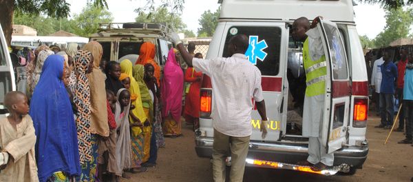 Displaced children L) watching, as malnurished and sick children are being taken away in an ambulance for treatment in Bama's camp for internally displaced people (IDP), in the outskirts of Maiduguri capital of Borno State, northeastern Nigeria (File) Displaced children L) watching, as malnurished and sick children are being taken away in an ambulance for treatment in Bama's camp for internally displaced people (IDP), in the outskirts of Maiduguri capital of Borno State, northeastern Nigeria (File) - Sputnik International