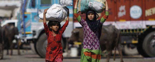 Indian child laborers carry sacks of vegetable leftovers collected from a wholesale market to be sold in their shantytown, on the World Day against Child Labor, on the outskirts of Jammu, India (File) Indian child laborers carry sacks of vegetable leftovers collected from a wholesale market to be sold in their shantytown, on the World Day against Child Labor, on the outskirts of Jammu, India (File) - Sputnik International