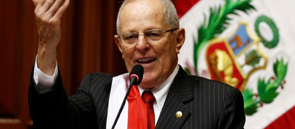 Peru's President Pedro Pablo Kuczynski gestures while addressing the audience after receiving the presidential sash during his inauguration ceremony in Lima, Peru, July 28, 2016 Peru's President Pedro Pablo Kuczynski gestures while addressing the audience after receiving the presidential sash during his inauguration ceremony in Lima, Peru, July 28, 2016 - Sputnik International