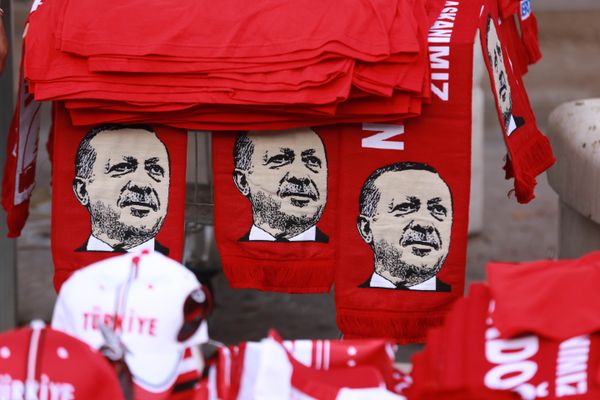 This picture taken on July 25, 2016, shows scarves with the effigy of Turkish President Recep Tayyip Erdogan a rally against the military coup in Ankara This picture taken on July 25, 2016, shows scarves with the effigy of Turkish President Recep Tayyip Erdogan a rally against the military coup in Ankara - Sputnik International