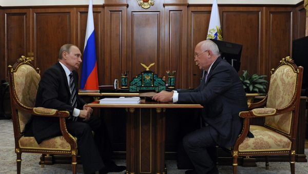 From left: Russian President Vladimir Putin meets with Rostec Corporation CEO Sergei Chemezov in the Moscow Kremlin From left: Russian President Vladimir Putin meets with Rostec Corporation CEO Sergei Chemezov in the Moscow Kremlin - Sputnik International