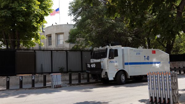 A Turkish riot police van is stationed outside the US Embassy as supporters of President Recep Tayyip Erdogan were expected to come to protest, in Ankara, Turkey, Monday, July 18, 2016 A Turkish riot police van is stationed outside the US Embassy as supporters of President Recep Tayyip Erdogan were expected to come to protest, in Ankara, Turkey, Monday, July 18, 2016 - Sputnik International