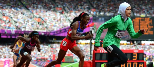 This file photo taken on August 8, 2012 shows (from L) Central Africa Republic's Elisabeth Mandaba, Colombia's Rosibel García and Saudi Arabia's Sarah al-Attar competing in the women's 800m heats at the athletics event of the London 2012 Olympic Games in the capital This file photo taken on August 8, 2012 shows (from L) Central Africa Republic's Elisabeth Mandaba, Colombia's Rosibel García and Saudi Arabia's Sarah al-Attar competing in the women's 800m heats at the athletics event of the London 2012 Olympic Games in the capital - Sputnik International
