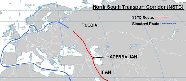 Map of North South Transport Corridor route vs standard route from India - Sputnik International