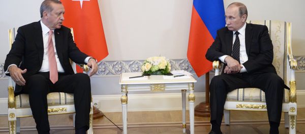 From right: Russian President Vladimir Putin meets with Turkish President Recep Tayyip Erdogan at the Constantine Palace From right: Russian President Vladimir Putin meets with Turkish President Recep Tayyip Erdogan at the Constantine Palace - Sputnik International