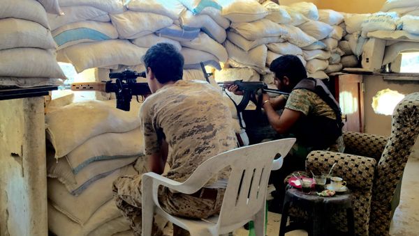 Syria. Soldiers of the Syrian Army at the front line in southern Aleppo Syria. Soldiers of the Syrian Army at the front line in southern Aleppo - Sputnik International
