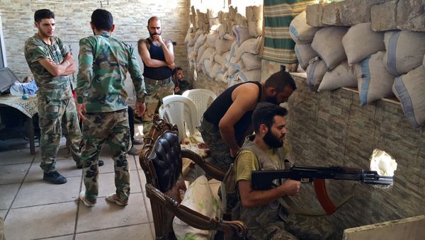 Syrian army troops during the assault on the artillery school in the south-east of Aleppo, Syria - Sputnik International