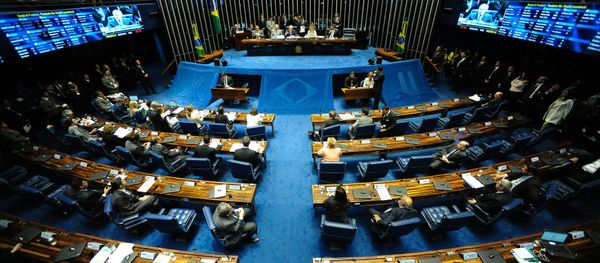 View of the senate plenary session during the voting session of the suspended President Dilma Rousseff's impeachement committee in Brasilia on August 9, 2016 View of the senate plenary session during the voting session of the suspended President Dilma Rousseff's impeachement committee in Brasilia on August 9, 2016 - Sputnik International
