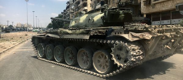 A tank on a frontline in south-western Aleppo, Syria - Sputnik International