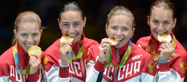 The Russian female's sabre fencing team which won gold at Rio Olympics - Sputnik International