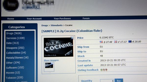 View of a computer showing an internet site selling drugs such as cocaine, weapons, and many other illegal goods, on October 30, 2013 in Paris - Sputnik International