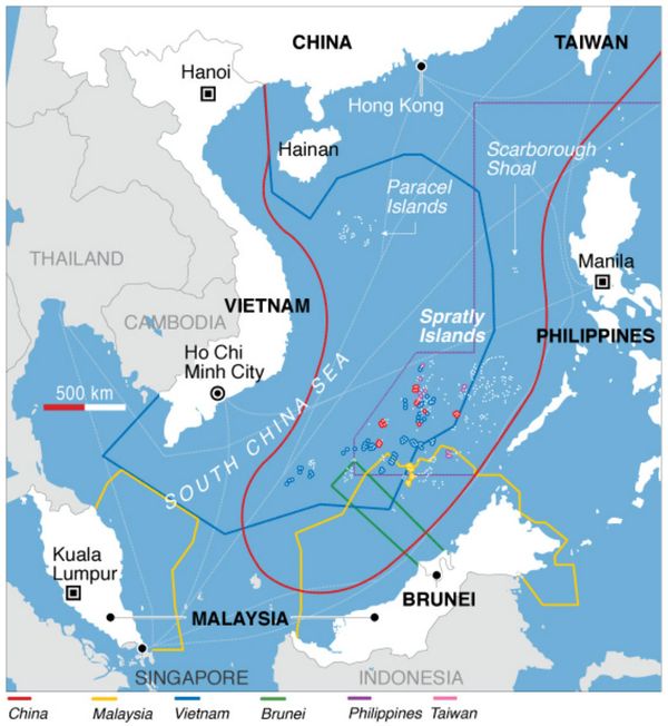 Map showing countries' claims in the South China Sea. Map showing countries' claims in the South China Sea. - Sputnik International