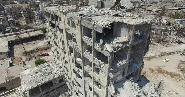 A destroyed building in the Bani Zeid district in north Aleppo A destroyed building in the Bani Zeid district in north Aleppo - Sputnik International